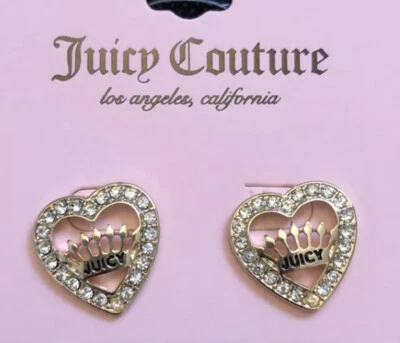 Aretes Juicy Couture en tono dorado con corona y logotipo con circonita cúbica nuevos con etiquetas Foto 1 de 4
