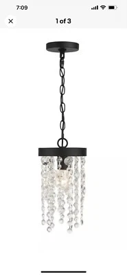 Crystorama Lighting WIN-610-BF-CL-MWP Winham Light Pendant W 7” x H 14” Black - Изображение 1 из 4