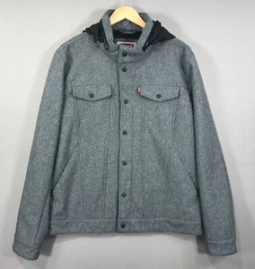 Chaqueta Levi's Para Hombre Grande Gris Cuello Embudo Camionero Cercanías Aislada Cremallera Con Capucha - Imagen 1 de 18