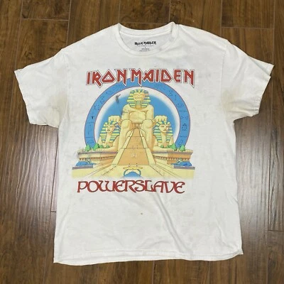 铁娘子 Powerslave 世界奴隶制旅游衬衫男式大号双面 — 第 1/4 张图片