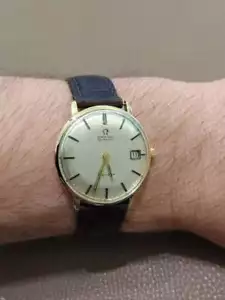 OMEGA Geneve Luxus Herrenuhr 585 Gelbgold, Armband Lederr Schließe vergoldet - Bild 1 von 8