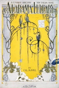 Sheet Music Alabama Lullaby 1919 Cal DeVoll Art Nouveau Deco Birds Small Format - Picture 1 of 4