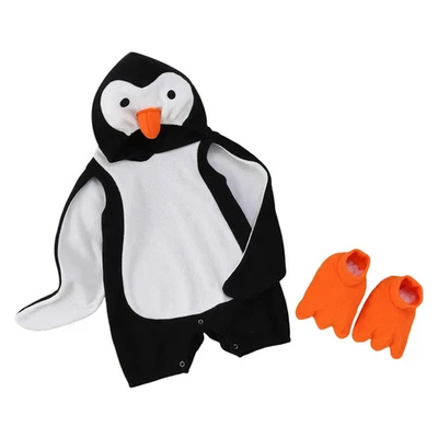 0-24M Infant Baby Penguin Costume Hooded Romper Bodysuit Cape Sleeve With Shoes - Image 1 of 2