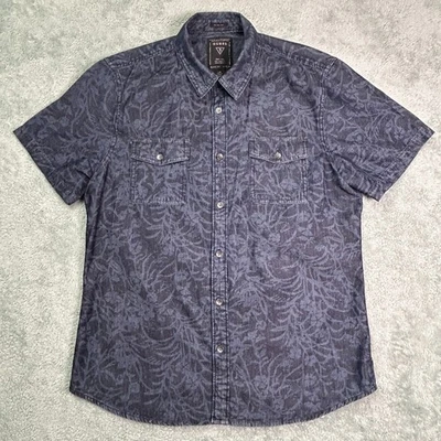 Guess Para Hombre Botones Apagado Denim Floral Manga Corta Doble Bolsillos Talla Grande Foto 1 de 4