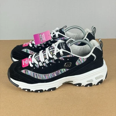 Skechers D'Lites Interlude 步行鞋女式 7.5 宽麂皮绒多色 — 第 1/4 张图片