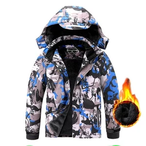 Boy's Ski Jacket Waterproof Breathable Kids Fleece Lined Windproof Hooded Sno... - Picture 1 of 8