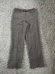 Gerry Weber Wool Tweed Belt Brown Pockets Straight Women Trousers Slacks size 12 - Picture 1 of 7