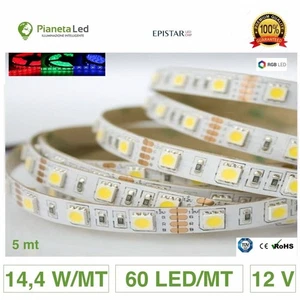5 METRI STRISCIA 300 LED 5050 SMD RGB LUCE RGB ROSSO VERDE BLU PER INTERNO IP20 - Foto 1 di 3