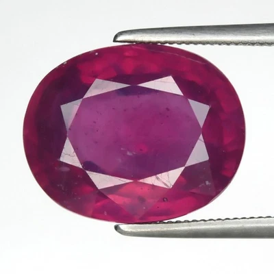 💎 Rubí rojo púrpura ovalado 9,86 quilates 13,5 x 11 mm - Relleno de vidrio térmico, gema de Mozambique Foto 1 de 4