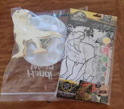 Jurassic World "Pinte seu próprio conjunto de tabuleiro de arte. Com kit de artesanato de madeira T-Rex - Imagem 1 de 4
