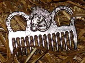 Horse Cob Pony Metall Flechtkamm - Pferdekopf Design mit Fingerschlaufen - Bild 1 von 2