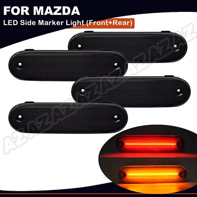 Lente de luz de marcador lateral LED ahumada delantera trasera 4 piezas PARA MAZDA MX-5 MIATA 1990-2005 Foto 1 de 4