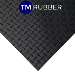 RUBBER CHECKER PLATE FLOORING/MAT/MATTING W1200MM X L500mm x 3mm Thick Free Post - Picture 1 of 2