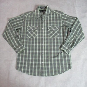 Beverly Hills Polo Club Shirt Mens Medium Green Plaid Button Down Preppy Western - Picture 1 of 7