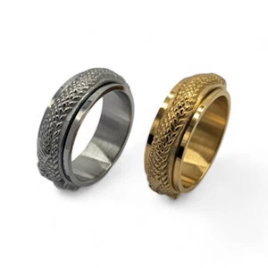 Anello fidget spinner oro o argento ansia drago anello antistress - Foto 1 di 13