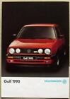 VOLKSWAGEN GOLF GTi Car Sales Brochure For 1990 #219 527 51 Aug 1989 ITALIAN TXT