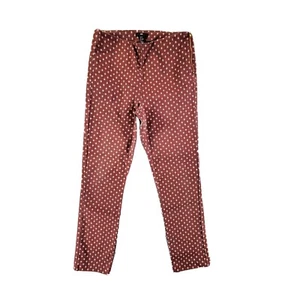 H&M Brown Stretch Pull On Side Zip Fashion Print Tapered Leg Pants Size US 10 - Picture 1 of 7