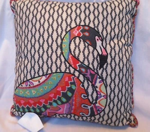 Thro by Mario Lorentz Hand Embellished Flamingo 12" Pillow New - Picture 1 of 6