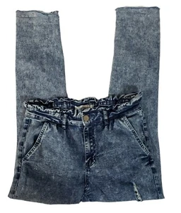 Ashley Mason Acid Wash Jeans Juniors Size 11 Paperbag Waist Raw Hem Distressed  - Picture 1 of 12