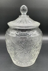 Anchor Hocking Sandwich Canister/Cookie/Biscuit Jar, Floral Pressed, 9.50" - Picture 1 of 10