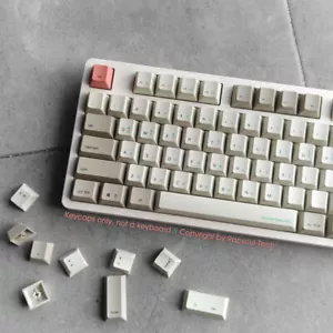 Retro White PBT Keycaps Set Thick Dyesub fit 61 87 TKL 104 Mechanical Keyboards - Picture 1 of 7