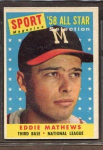 1958 Topps Set-Break #480 Eddie Mathews AS EX-EXMINT *JAYSACE* - Picture 1 of 2