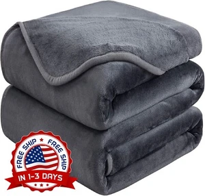 Mantas De Cobija Caliente Gris King Size 108x90 Pulgadas Para Invierno Cama NEW. - Picture 1 of 9