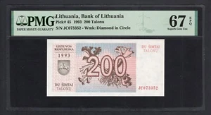 Lithuania 200 Talonu 1993 P45 Uncirculated Grade 67 - Picture 1 of 2