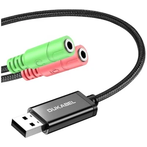 Externe USB Soundkarte Adapter mit 2x 3.5mm Klinken Buchsen für Computer PS4 ... - Bild 1 von 11