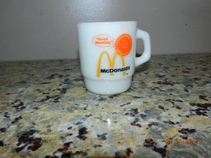 Vintage White McDonalds Coffee Cup Anchor Hocking Fire King Mug "Good Morning" - Picture 1 of 4