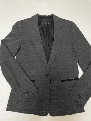 Lafayette 148 Womens Black with White Dots One Button Wool Blazer Jacket Size 4 - Image 1 of 4