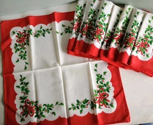 Komplettes Vintage Weihnachtswäsche Set 12 - rot & weiß Weihnachtsstern, Grünzeug  - Bild 1 von 4