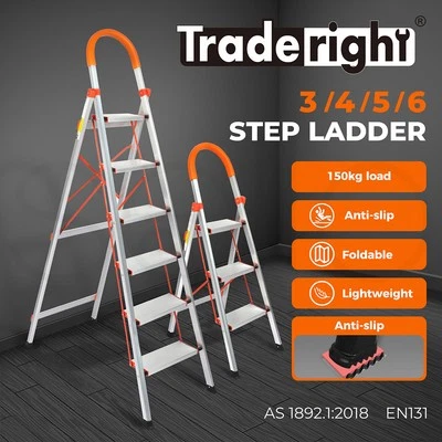 Traderight Folding Step Ladder 3/4/5/6 Aluminium Portable Non Slip Multipurpose - image 1 of 4