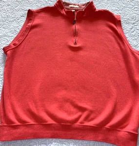 Peter Millar Maglione Gilet Uomo XXL Rosso 1/4 Zip Pullover Cotone MF16K35 - Foto 1 di 8