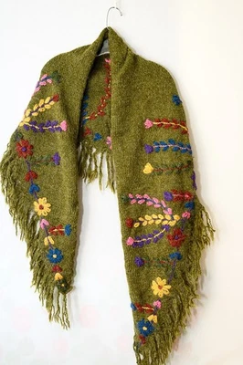 Anthropologie Perika перуанский мох зеленый цветочный шаль надежном - Изображение 1 из 4