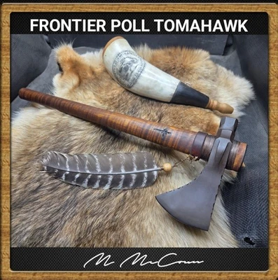 HACHA TOMAHAWK FORJADA A MANO FRONTIER POLL POR MARK MCCOUN EE. UU. ARCE RIZADO Foto 1 de 4