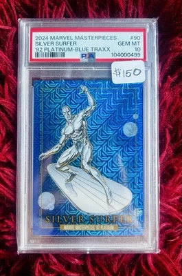 2024 Marvel Masterpieces '92 Platinum SILVER SURFER 🔥 Blue Traxx PSA 10 Gem 💎 - Image 1 of 2