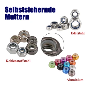 Sicherungsmuttern V2A/Alu/CK45 Sortiment | Mit Nylon/Feingewinde Links - Picture 1 of 147
