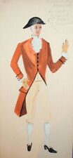 Vintage theatre male costume design gouache painting signed