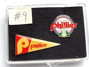 Vintage MLB Philadelphia Phillies Cooperstown Pins 2 pc. Lot with Free Case #9 - Picture 1 of 3