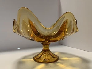 Mid Century Viking 6 Petal Amber Glass Pedestal Dish in Great Condition - Picture 1 of 4