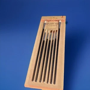 Crafter's Square 7 Piece Acrylic Paint Brush Set Artist Black Multi Size Tool - Picture 1 of 9