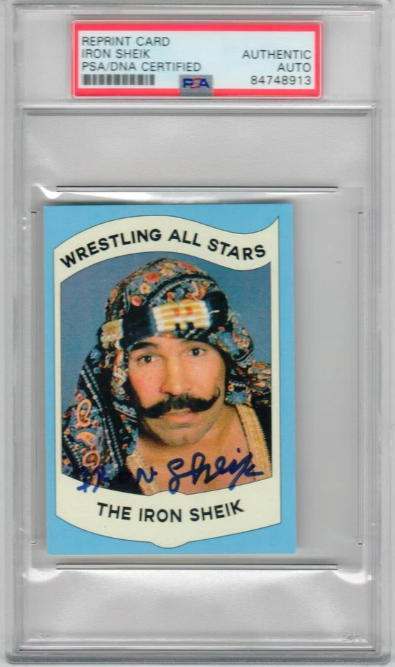 Tarjeta de reimpresión de la serie Wrestling All Stars 1982 firmada por The Iron Sheik PSA/DNA automática Foto 1 de 1