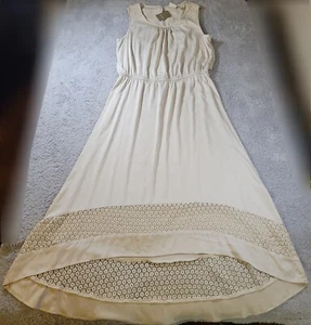 Chicos Dress Womens Size 1 Medium Beige Lace Ariel High Low Greek Goddess - Picture 1 of 10