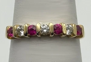 14k Gold Ring set with natural Rubies and Diamonds Size: 8 - Picture 1 of 9