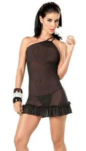 7030 Negro Peluche Camisa Sexy Lencería Encaje Tanga Cuerda G Sujetador Set S M L XL - Imagen 1 de 8