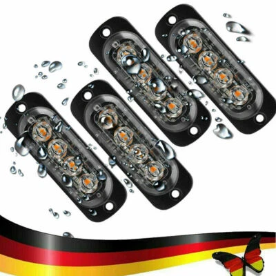 4x Auto 4 LED Frontblitzer Warnleuchten Blitzlicht Strobe Leuchte 12-24V LKW DHL - Bild 1 von 4