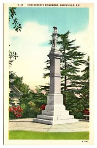 VTG Confederate Monument, Greenville, SC Postcard - Picture 1 of 2