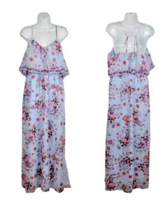 Maxi Vestido Largo PRINCESA VERA WANG Mujer AZUL PÁLIDO FLORAL Forrado Talla XL Foto 1 de 4