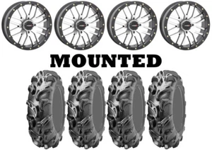 Kit 4 ITP Mega Mayhem Tires 28x9-14/28x11-14 on System 3 ST-3 Machined POL - Picture 1 of 5